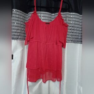 Red Chiffon off the shoulder